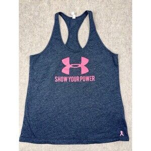 Under Armour Women’s Size XL Tank Charcoal Show Your Power Breast Cancer